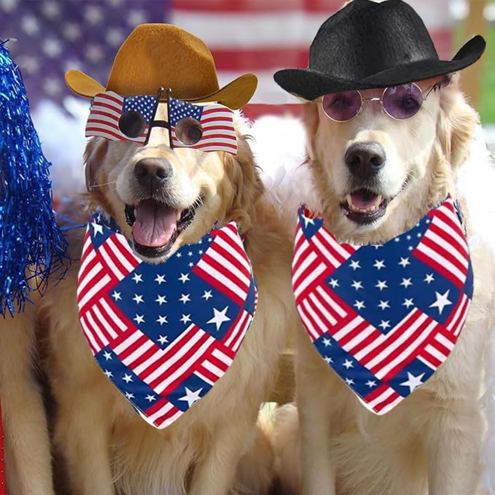 Dog Cowboy Hat Mini Brown Independence Day Costume 4th of July Pet Bandana Halloween Costume for Cat Size L