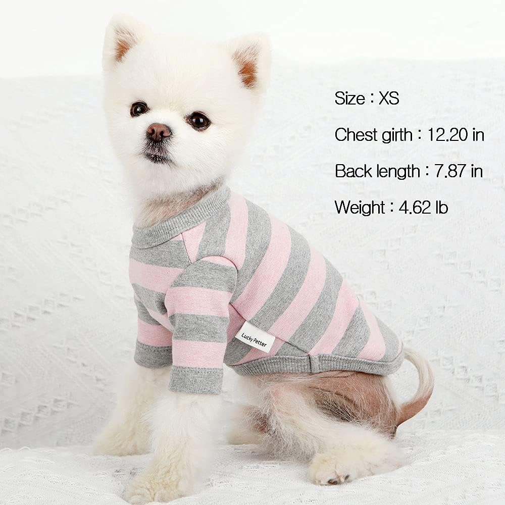 Dog Cotton Shirts for Small and Large Dogs Rugby Striped T-Shirts Soft Breathable Dog Shirt pet Clothes (X-Small, Pink/Gray)
