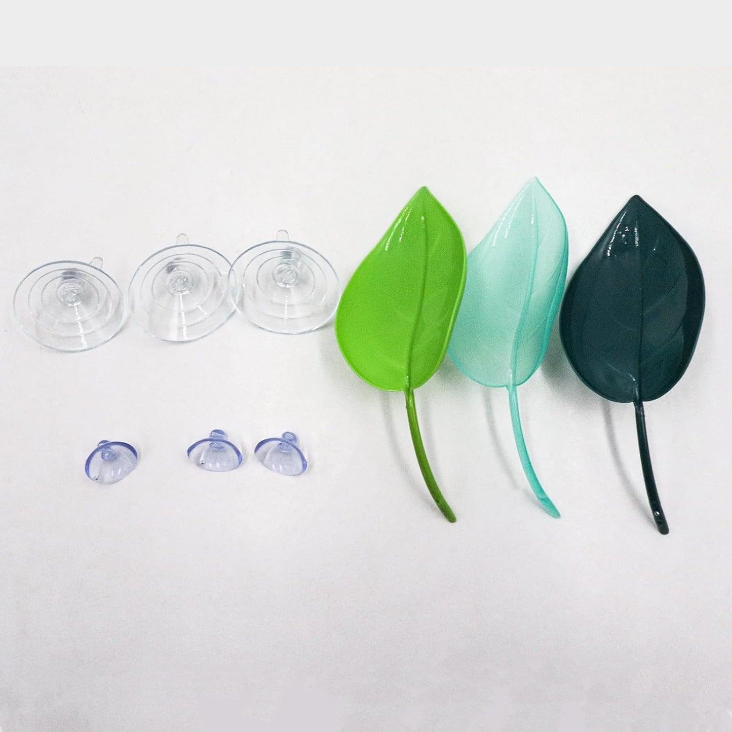 3 Pack Plastic Leaf Decorations with Suction Cups, Frog Habitat Platform, Reptile Decorations for Terrarium, Frog Tank Accessories, Terrarium Decor for Tree Frog, African Dwarf Frog, Frog and Toad