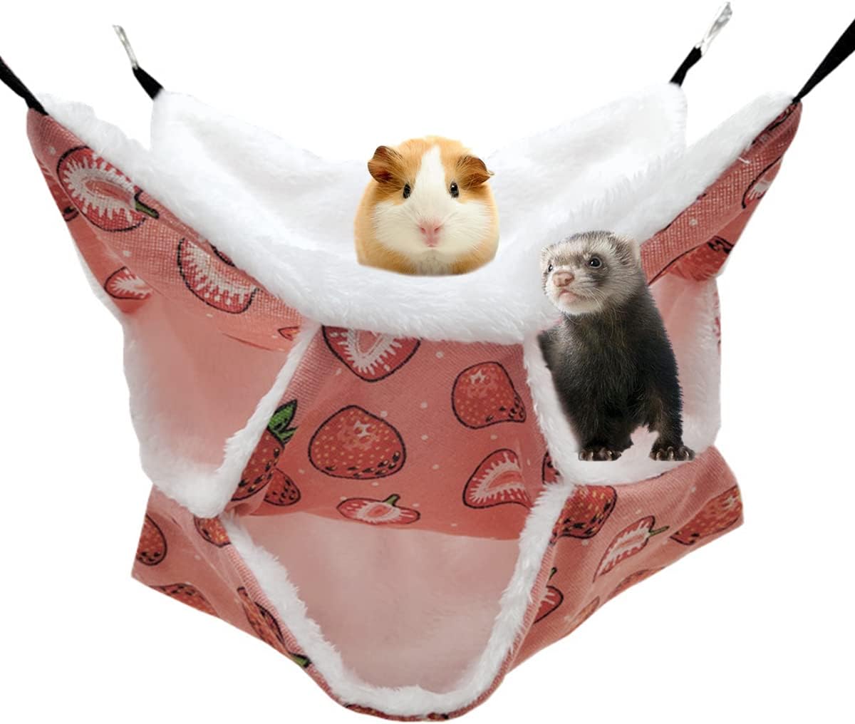 LYART Guinea Pig Rat Ferret Hammock and Warm Bed Small Pet Hideout Tunnel Cave Hanging Bunkbed Hammock Cage Toy for Hamster Sugar Glider Squirrel (5.Three-Layer Hammock)