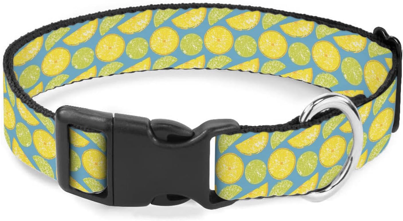 Yellow Green Lemon Slice Fruit Pet Collar Cat Dog Neck Strap Quick Release Buckle Adjustable Female Male Puppy Corgi