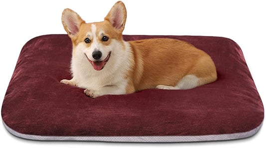Magic Dog Super Soft Medium Dog Bed, 32 Inch Orthopedic Foam Pet Bed with Anti Slip Bottom, Removable Washable Cover, Burgundy