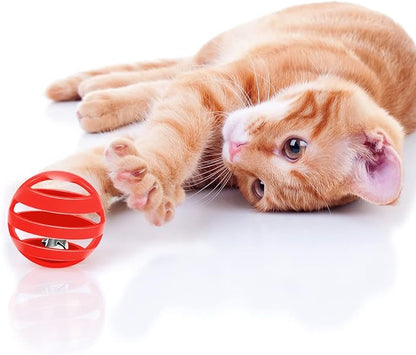 Kasyat 21 Pieces Plastic Cat Balls with Bells Bulk Inside Kitten Chase Toys Lattice Pounce Rattle Ball with Black Plush Drawstring Bag for Cat Exercise and Play Indoor