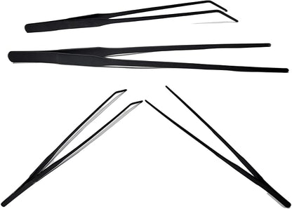 2Pcs 10.5" Reptile Stainless Steel Long Tweezers Feeding Tongs, Lizards Snake Gecko and Tarantula Supplies, Terrariums Aquarium Fish Tank Tools - 10.5" Black 2Pcs