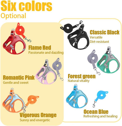 2-in-1 No Pull Dog Harness & Retractable Leash, Adjustable Dog Harness, No Pull Step-in Soft Mesh Puppy Vest Harnesses, Adjustable Puppy Vest for Small Medium Dogs and Cats