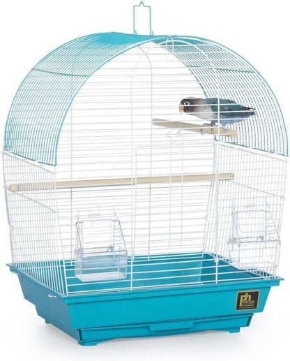 Rustic Retreat Top Bird Cage with Durable Metal Construction, Spacious Interior, and Convenient Top Access Teal/Dome Top