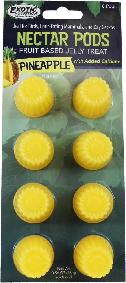 Nectar Pods (Pineapple) - Calcium-Fortified Jelly Fruit Treat - Sugar Gliders, Marmosets, Squirrels, Parrots, Cockatiels, Parakeets, Birds, Hamsters, Day Geckos, Kinkajous & Other Small Pets