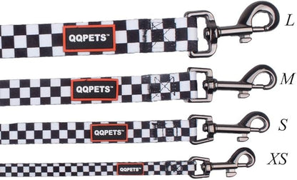QQPETS Dog Harness Leash Set Adjustable Heavy Duty No Pull Halter Harnesses for Small Medium Large Breed Dogs Back Clip Anti-Twist Perfect for Walking (S(14"-20" Chest Girth), Black Plaid)