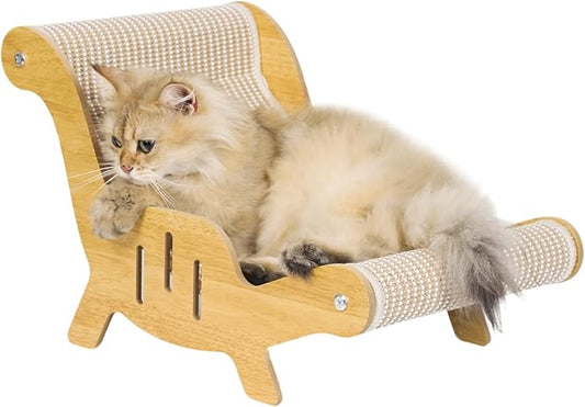 Cat Scratcher，cat Toys for Indoor Cats, Hand-Woven Hemp Rope, no Shedding, cat Bed, Durable and Sturdy, Beautifully Crafted Wood.
