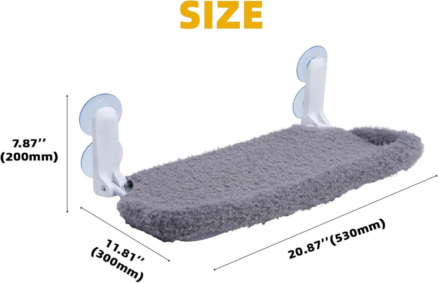 YUNIQUE Cat Window Perch with Cushion Rim, Upturned Edge Bracket, Portable Wall Hammock for Indoor Cat, Grey