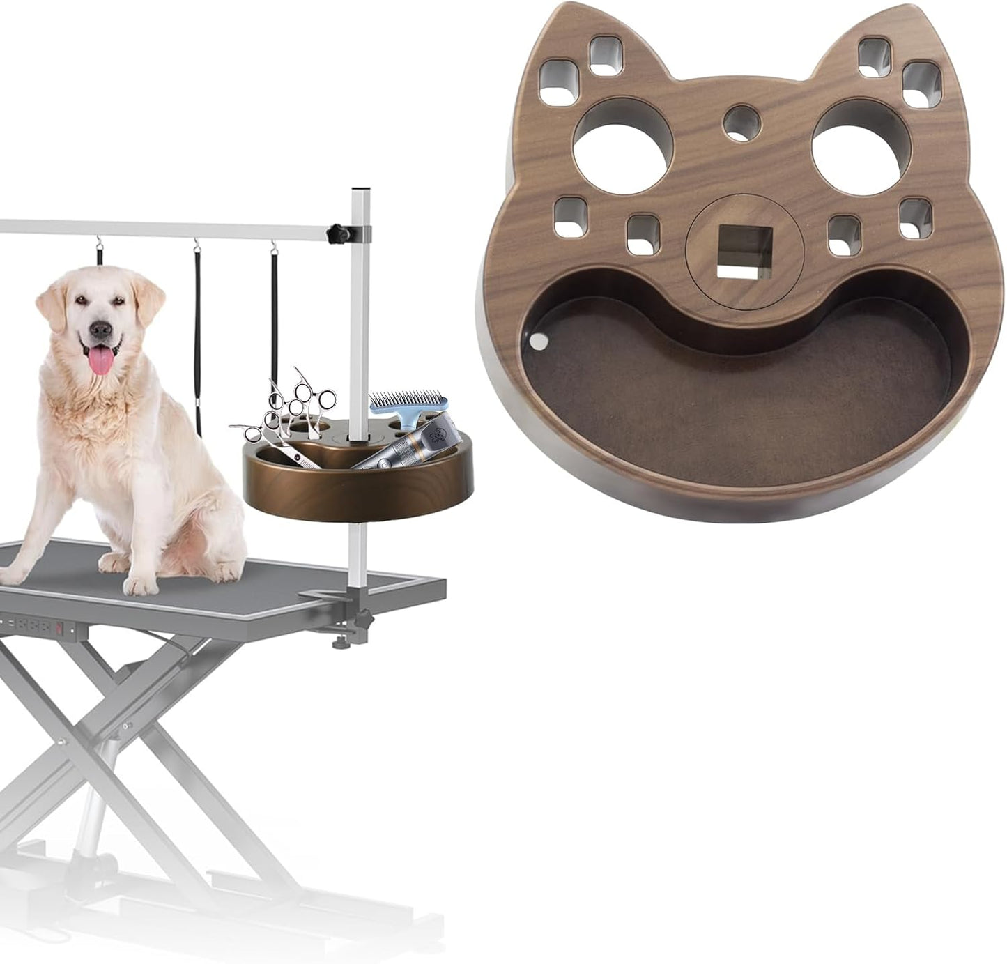 Grooming Tool Organizer for Pet Grooming Arm - Adjustable Multi-Compartment Storage for Scissors, Brushes, Combs and Accessories Essentials