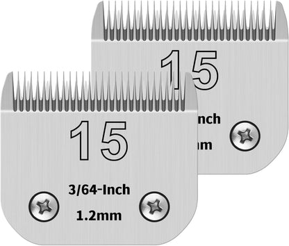 15# Pet Dog Grooming Detachable Ceramic Blades,Compatible with Andis,Oster A5,Wahl KM10 Clippers,Cut Length 8/32"(1.2mm),2 PCS