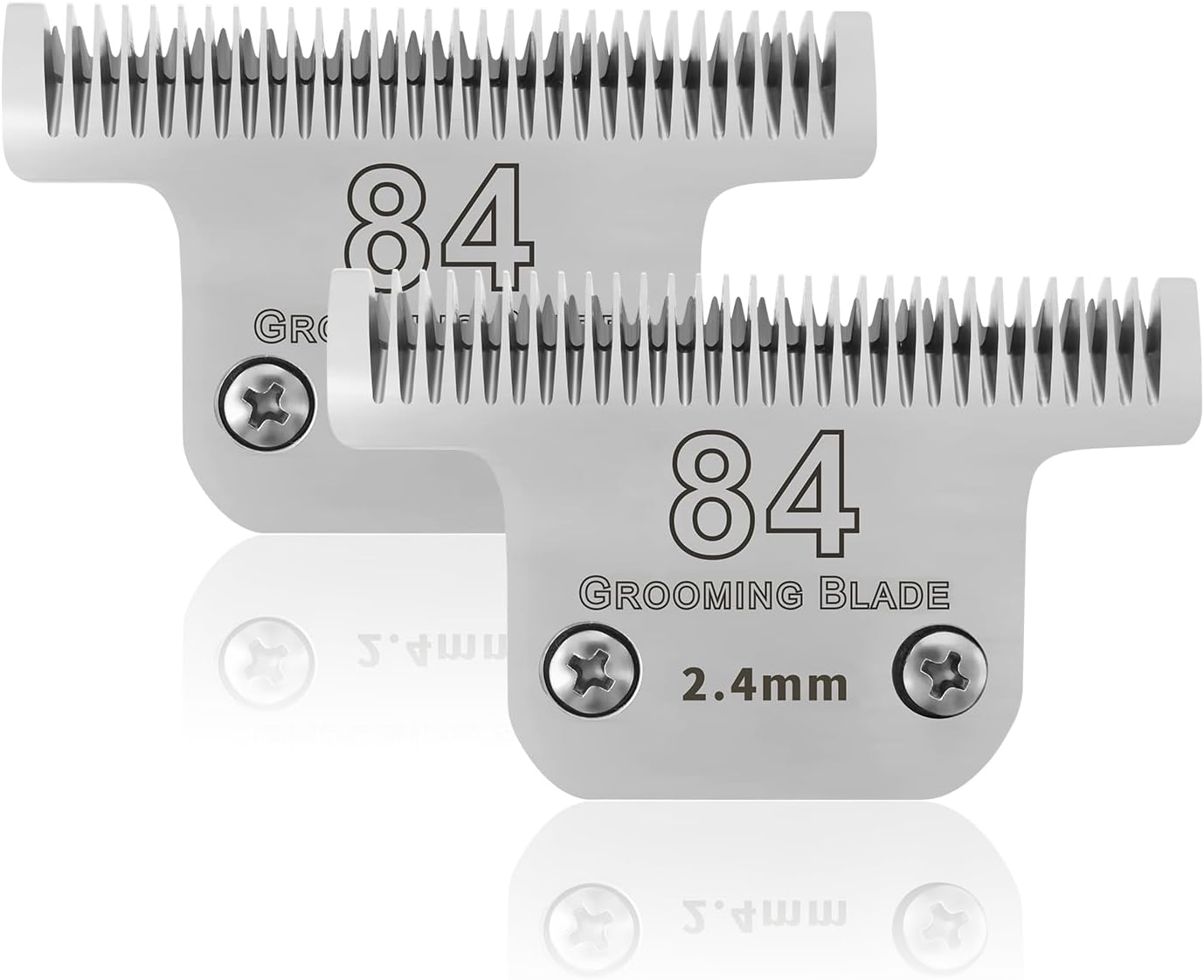 2 Pack T84# Detachable Pet Dog Grooming Stainless Steel Blades,Compatible with Andis/Oster A5/Wahl KM10 Series Dog Clippers,Cut Length 3/32"(2.4mm)