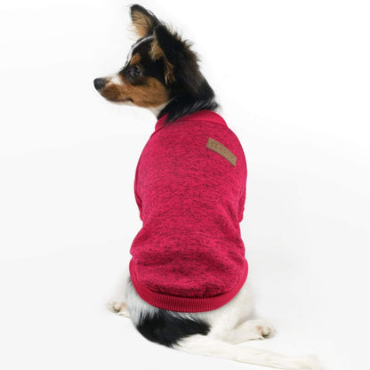 Idepet Pet Dog Classic Knitwear Sweater Fleece Coat Thickening Warm Pup Dogs Shirt Winter Dog Cat Clothes Puppy Customes Clothing for Small Dogs (XXS， WineRed)