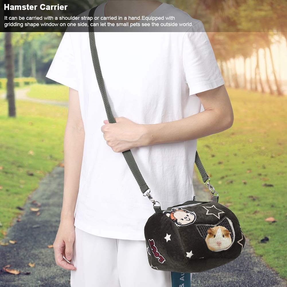 Hamster Carrier Bag, Breathable Small Animal Outgoing Travel Pouch for Small Pets Squirrel Hedgehog Hamsters Sugar Glider Guinea Pig(L)