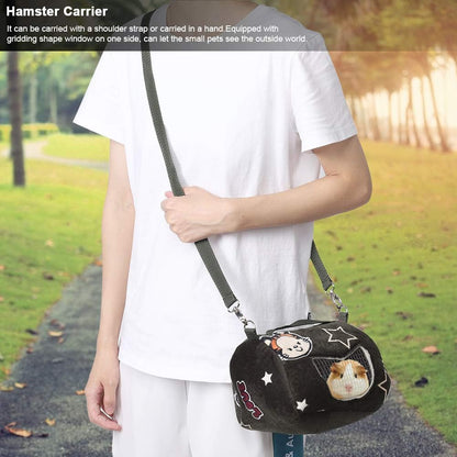 Hamster Carrier Bag, Breathable Small Animal Outgoing Travel Pouch for Small Pets Squirrel Hedgehog Hamsters Sugar Glider Guinea Pig(L)
