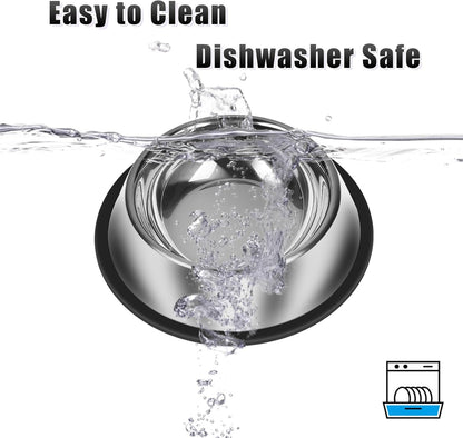 3Pcs Stainless Steel Dog Bowls Set - Non-Slip Food and Water Bowl 20 Oz - Dishwasher-Safe, Rust Resistant Metal Pet Bowls for Small/Medium/Large Sized Pets