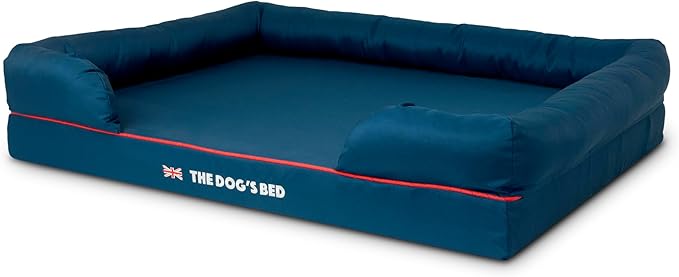The Dog’s Bed Orthopedic Dog Bed XXL Blue Oxford with Red Trim UK Flag Dog Bed, Memory Foam, Pain Relief: Arthritis, Post Surgery, Lameness, Waterproof Washable Cover