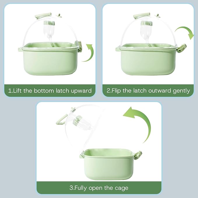 Portable Hamster Carrier for Travel - Acrylic Small Animal Cage with Ventilation Holes,Escape-Proof Hamster Travel Cage for Outdoor Picnics, Vet Visits (Mint Green)