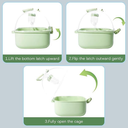 Portable Hamster Carrier for Travel - Acrylic Small Animal Cage with Ventilation Holes,Escape-Proof Hamster Travel Cage for Outdoor Picnics, Vet Visits (Mint Green)