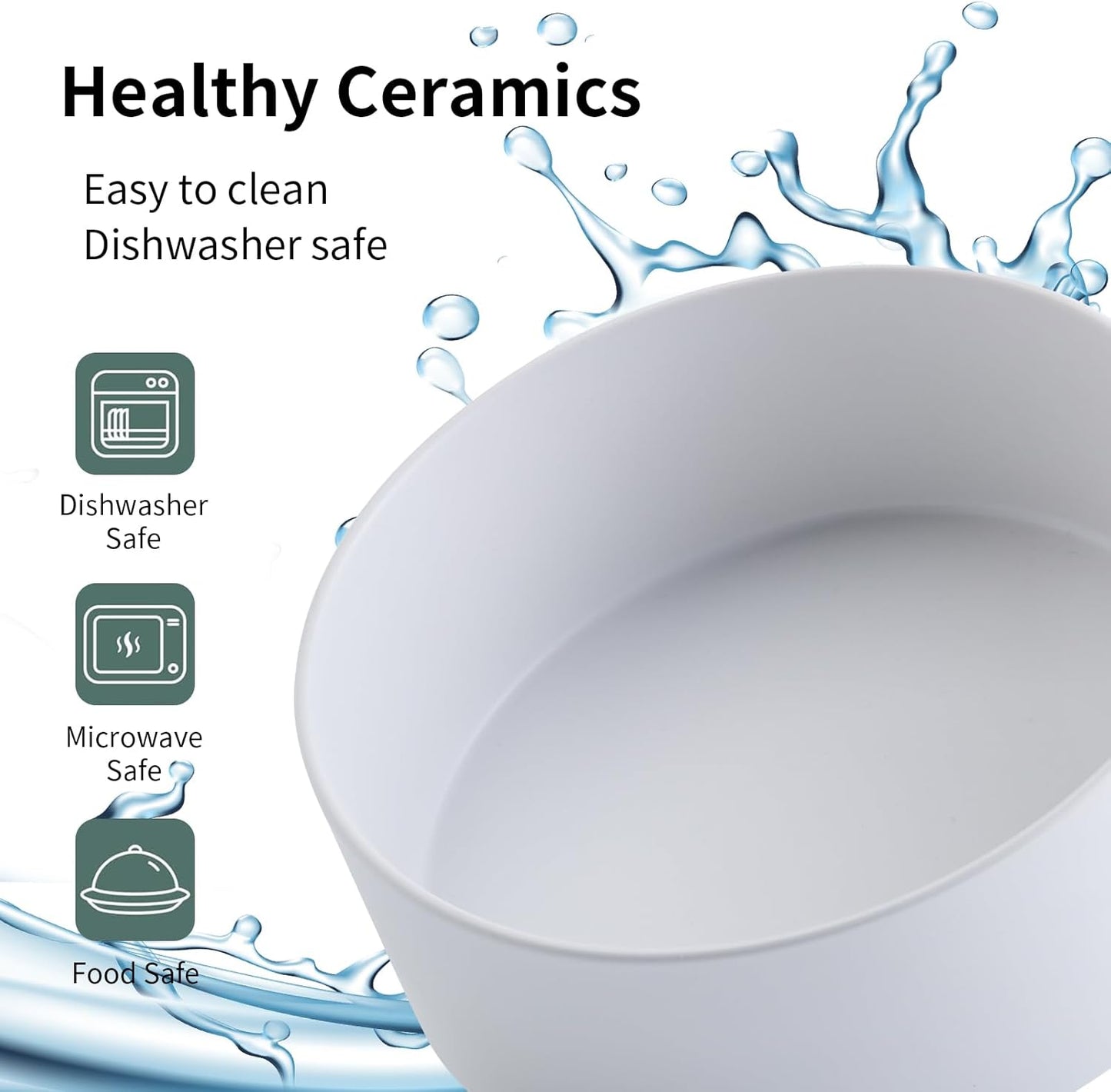 White Elevated/Raised Dog Bowl Ceramic for Small Medium Sized Breed,Dog Food Water Bowl with Stand,6 in 3.6 Cups Non Slip Heavy Weighted