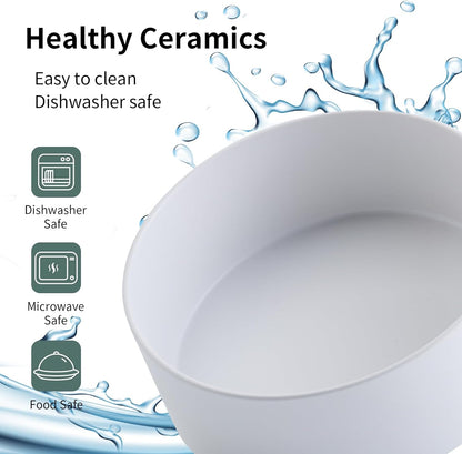 White Elevated/Raised Dog Bowl Ceramic for Small Medium Sized Breed,Dog Food Water Bowl with Stand,6 in 3.6 Cups Non Slip Heavy Weighted