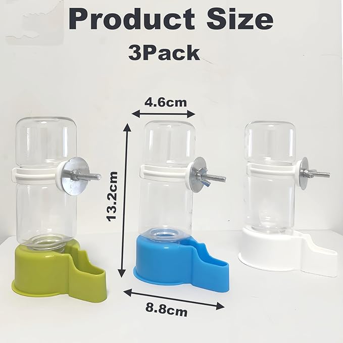 3 Pcs Bird Water Dispenser,Set Pet Water Bottle for Small Parrots Lovebirds and Budgerigars Plastic Cage Drinkers Ideal for Cockatiels and Other Small Birds White Parrot Water Feeder