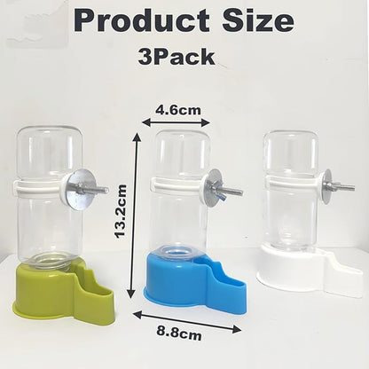 3 Pcs Bird Water Dispenser,Set Pet Water Bottle for Small Parrots Lovebirds and Budgerigars Plastic Cage Drinkers Ideal for Cockatiels and Other Small Birds White Parrot Water Feeder