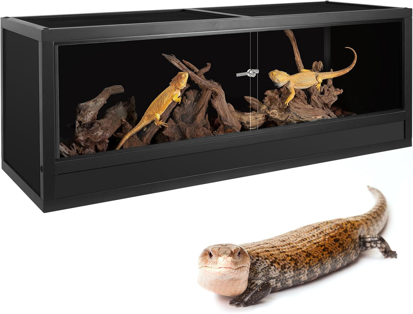 REPTI ZOO 68 Gallon Reptile Enclosure, 48x18x18 inch Wooden Reptile Tank Terrarium for Bearded Dragon Gecko Ball Python Snake Turtle, Light Weight Habitat Cage