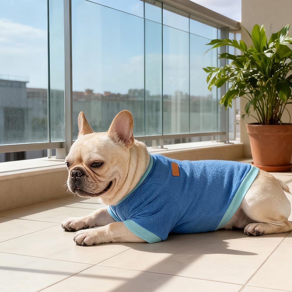 GreenJoy Classic Fleece Dog Sweater – Soft & Warm Stretchy Sweatshirt for Small Dogs & Cats, Cold-Weather Pullover for Everyday Wear (Dark Blue, Medium/Large)