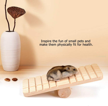 HEEPDD Wooden Seesaw Hamster Toys Small Animal Play House Cage Chew Toy Pet Accessories for Hamsters Rat Gerbil Chinchilla Guinea Pig Squirrel