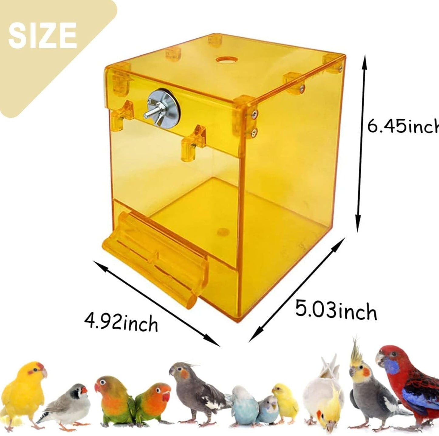 kathson 2PCS Parrot Bath Box Hanging Bird Bathtub Tub Bath Acrylic No-Leakage Shower Box Bowl Cage Accessory for Small Pet Bird Parakeet Canary Cockatiels Budgies Lovebirds（Yellow）