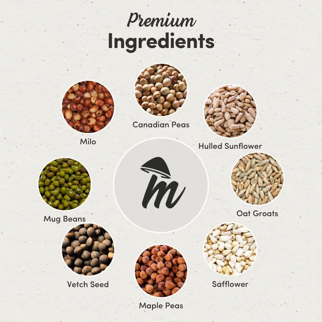 Mycelium Pigeon Racing Plus Feed (5 LB Bag) | Organic, High-Protein Racing Pigeon Food with Probiotic Gut Support | Fortified for Strength & Stamina | Debris-Free Bird Seed, Non-GMO, USA Made