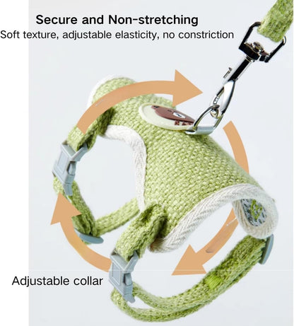 Rabbit Harness and Leash Set Adjustable Bunny Harness Leash Ferret Harness Guinea Pig Harness Ferret Leash for Small Pets Walking Outdoor (Small,Green)