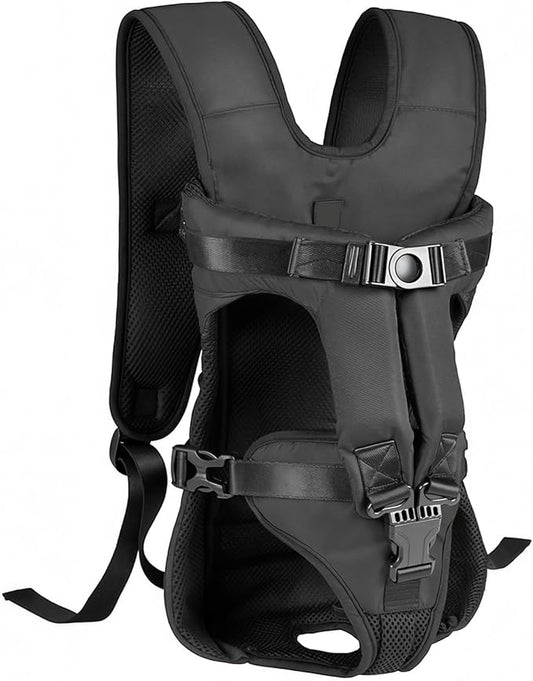 Dog Backpack Carrier, Legs-Out Front Carrier for Small Dogs 18-25 Lbs, Adjustable Breathable Front Carrier for Hiking, Cycling, Travel (Black, Large)