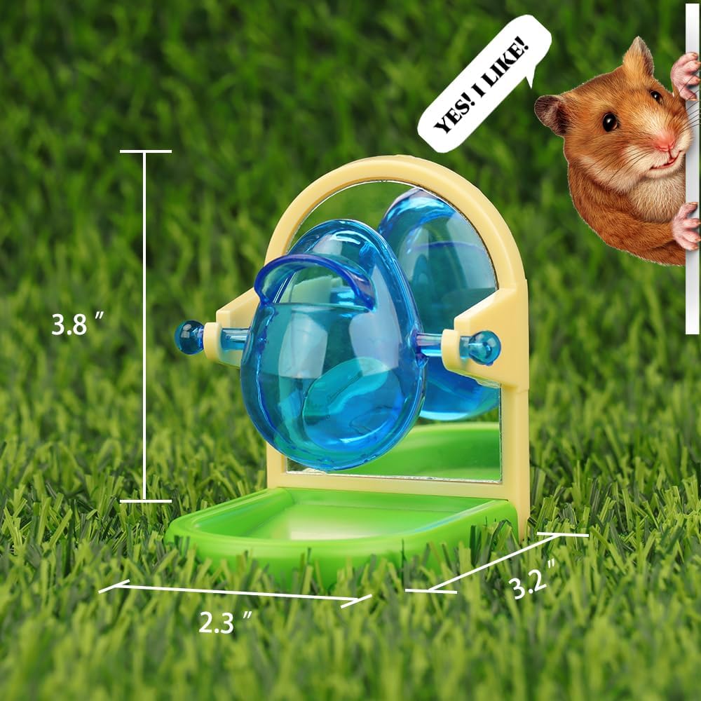 Small Pet Intelligence Growth Rotating Foraging Toy with Mirror for Birds,Budgies,Parakeets, Rats & Hamsters Chew-Proof Cage Feeder Slow Release & Self-Discovery Fun(1pc Random Color)