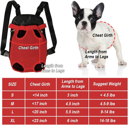 FEimaX Dog Carrier Backpack Pet Legs Out Front Cat Travel Bag, Adjustable Puppy Backpacks Carriers Hands-Free for Small Medium Dogs Cats Hiking Traveling Camping Daily Walking (Medium, Red)