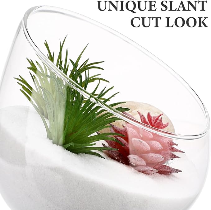 Angoily Cut Bowl Glass Vase Candle Holder Globe Bowl Terrarium Container Glass Planter Fruit Jar Floral Holder