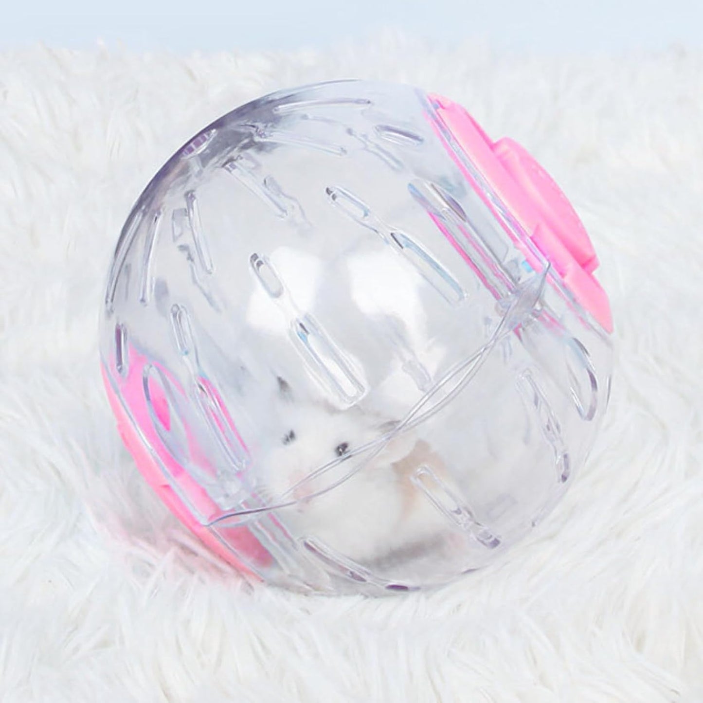 4.9" Hamster Wheel,Exercise Ball & Wheel - Silent Running Toy with Anti-Skid,Transparent Hamster Ball,Breathable Design & Rope for Easy Carry,for Little/Dwarf Mouse, Pink