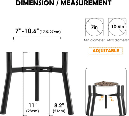 Dog Bowl Stand for Medium & Large Dogs, Adjustable Width 7-10.7", 11in Tall Elevated Dog Food Water, Bowl Not Included