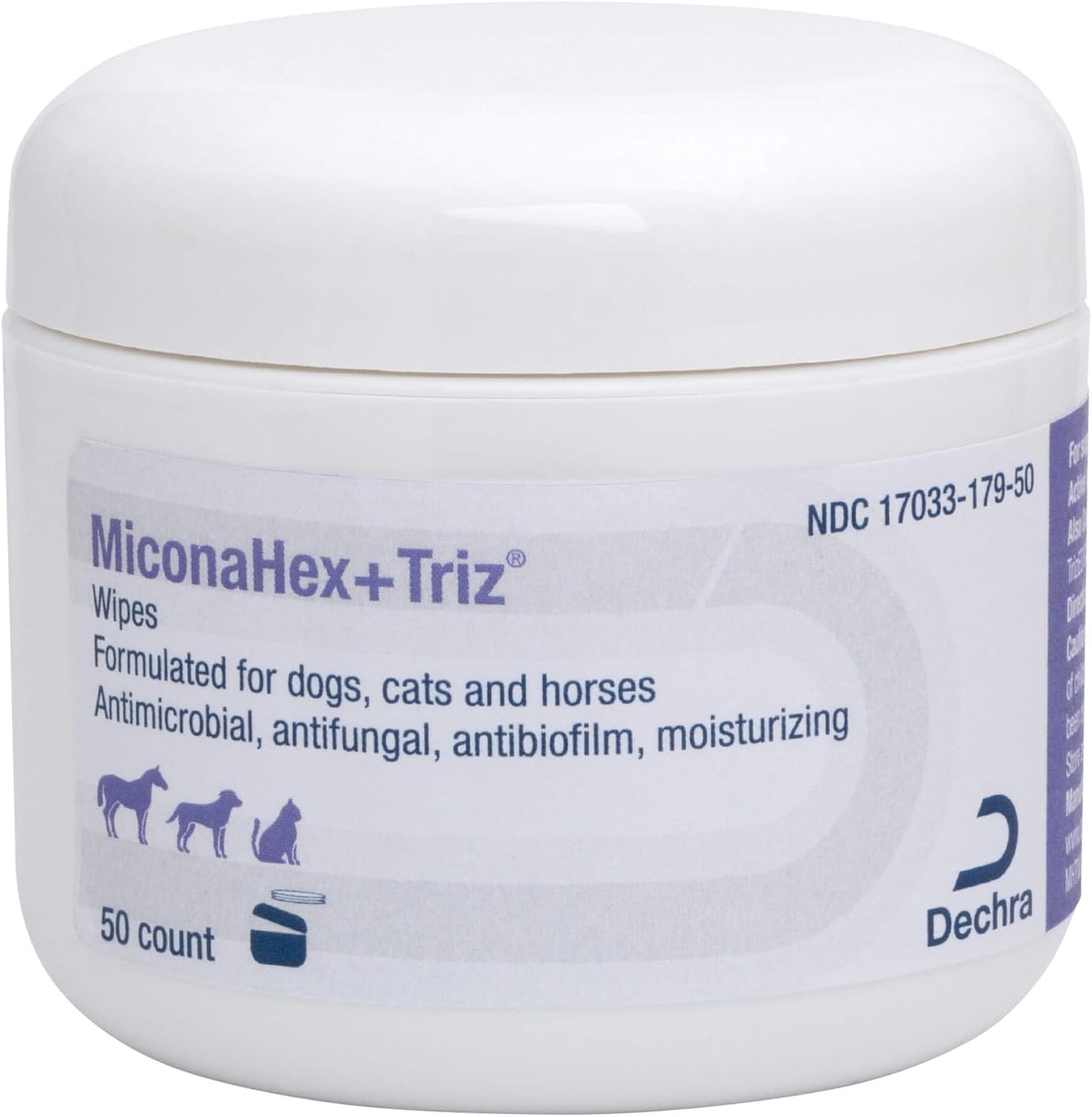 MiconaHex+Triz Wipes, 2.25" round for Dogs, Cats and Horses, 50 count jar