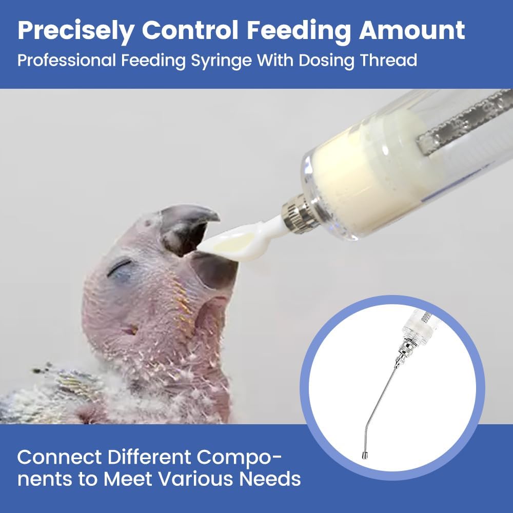 12 PCS Baby Bird Feeding Syringe Set with Storage Bag Professional Parrot Syringe Feeder Bird Hand Feeding Tubes Kit for Parakeets, Cockatiels, African & Amazon Grey Parrots, Cockatoos, Macaws