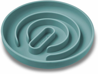 OHMO Slow Feeder Dog & Cat Bowl, Non-Slip with Suction Cup, Food-Grade Silicone, Anti-Choking & Anti-Bloat (Light Blue, M-Infinite, 7.3")
