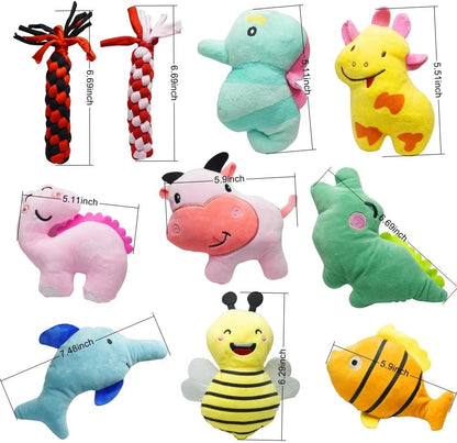 Cute Animal Designs Soft Dog Squeaky Toys (Pack of 20) for Small Medium Dogs