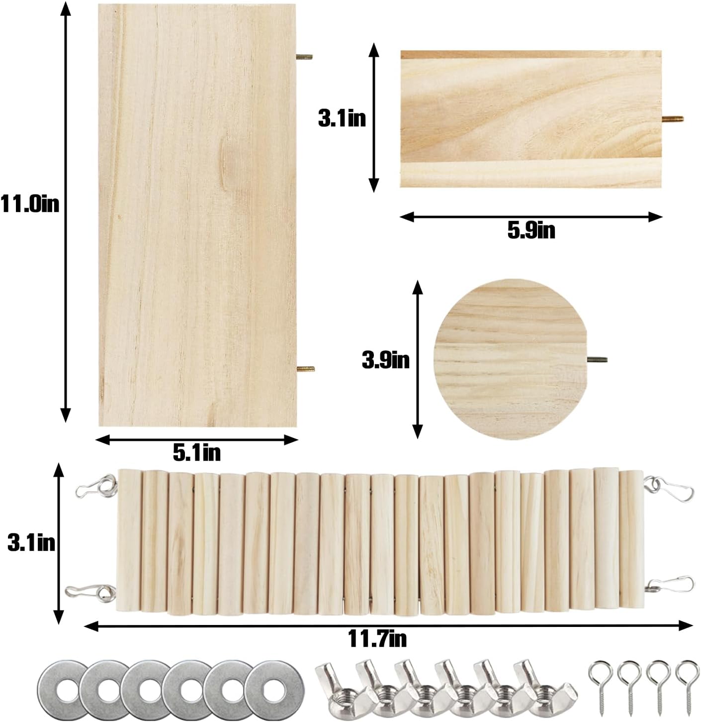 Hamster Suspension Bridge Toy，Small Animal Climbing Toys,Chinchilla Cage Natural Wood Flexible Platform Toy,Suitable for Hamsters, Chinchillas, Guinea Pigs, Birds, Small Animals