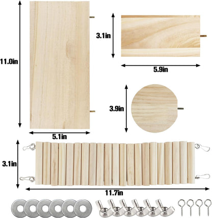 Hamster Suspension Bridge Toy，Small Animal Climbing Toys,Chinchilla Cage Natural Wood Flexible Platform Toy,Suitable for Hamsters, Chinchillas, Guinea Pigs, Birds, Small Animals