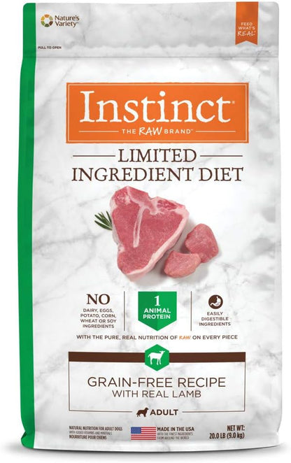Instinct Limited Ingredient Diet, Natural Dry Dog Food, Grain Free Recipe - Real Lamb, 20 lb. Bag