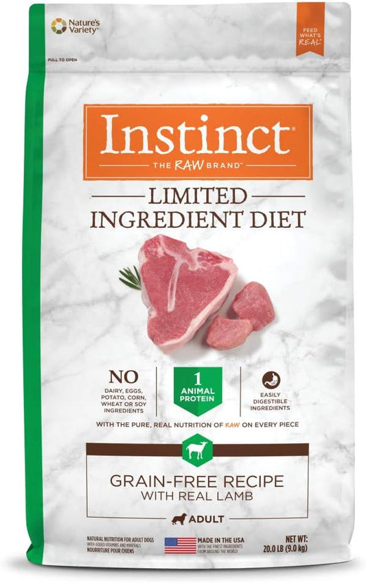 Instinct Limited Ingredient Diet, Natural Dry Dog Food, Grain Free Recipe - Real Lamb, 20 lb. Bag