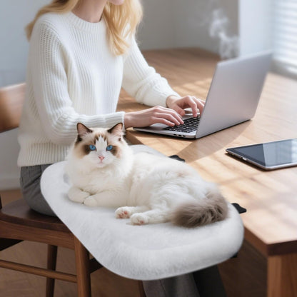 IPOW Heavy Duty Steel Frame Supports up to 50lbs Cat Desk Bed & Perch Space-Saving 90°Foldable with Soft Ultra-Plush Faux Fur for Small Medium Large Cats