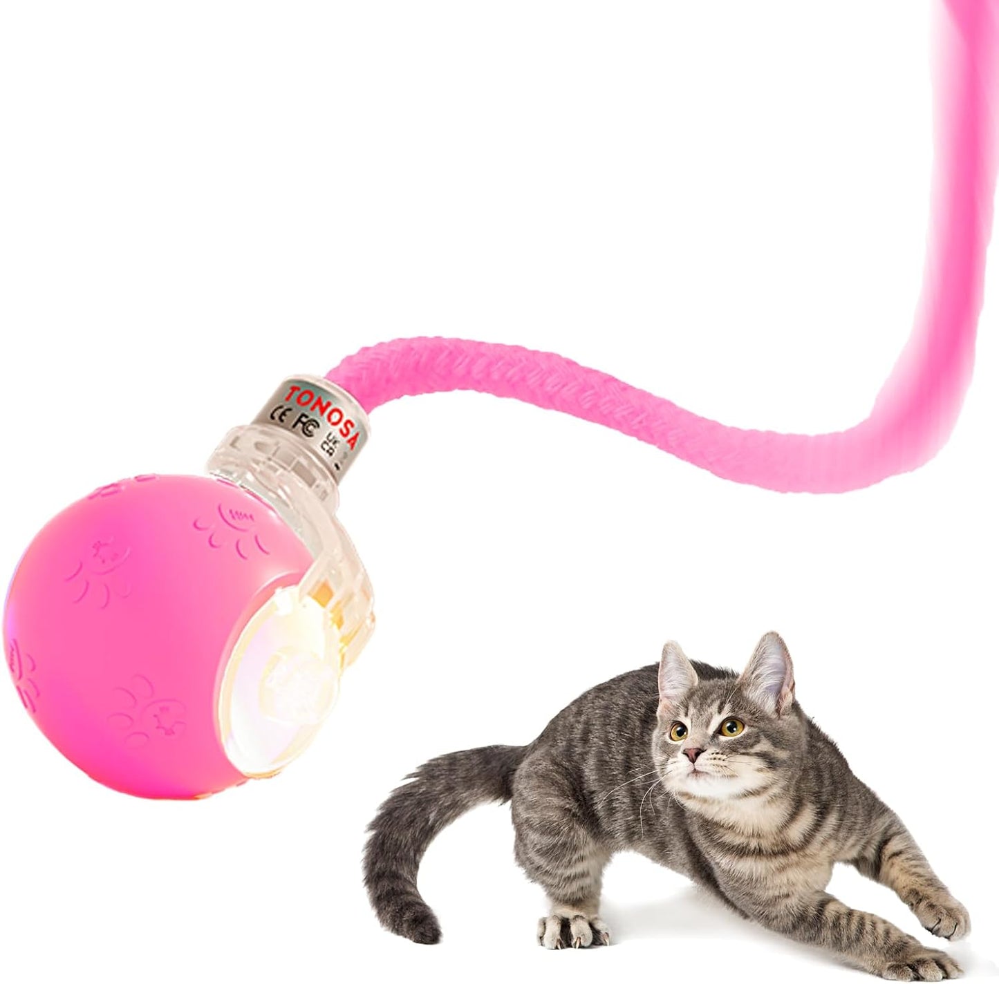 Interactive Cat Toys for Indoor Cats with Birds Chirping and RGB Light - Motion Activated Ball for Bored Adult Cats